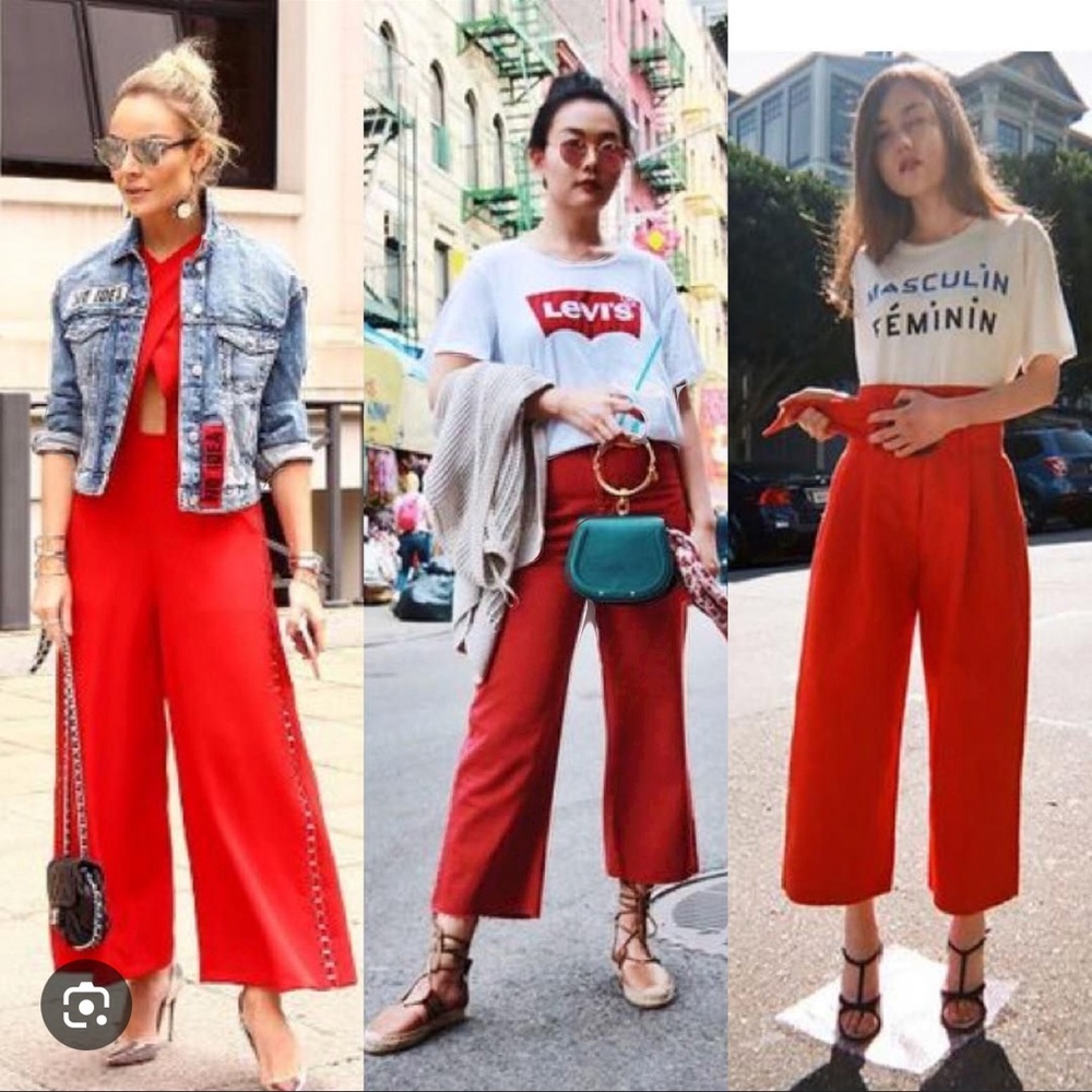 BNWT Red Twinset culottes sz 44IT with butterfly pattern